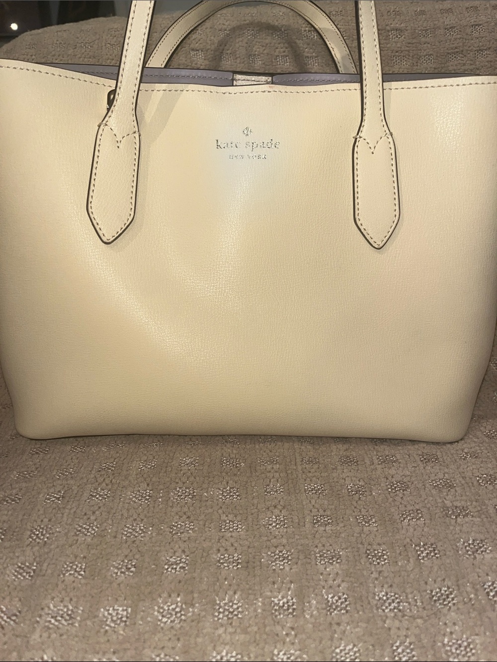 kate spade pale yellow Leather Tote with Dual Top Handles